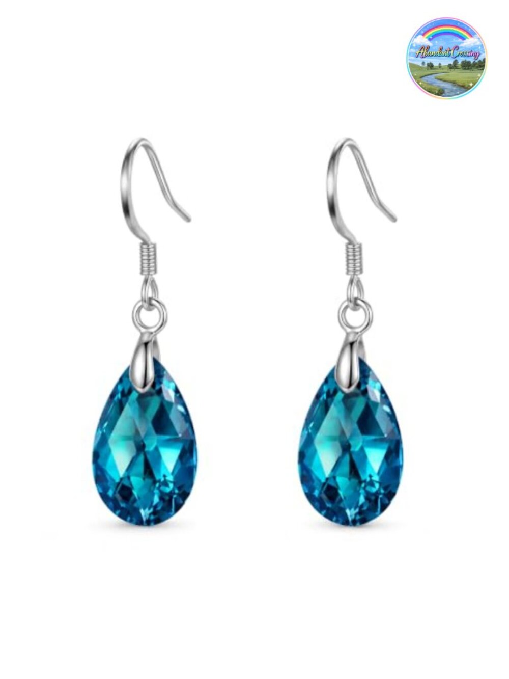 Teardrop Austrian Crystal Drop Earrings 925 Sterling Silver French Hook